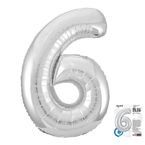 Цифра 6 серебро 40" Agura