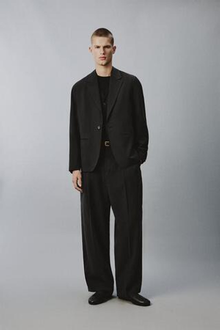ZARA СТРУЯЩИЕСЯ БРЮКИ RELAXED FIT, ЧЕРНЫЙ