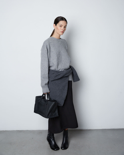 Джемпер из смесового кашемира с круглым вырезом темно-серый