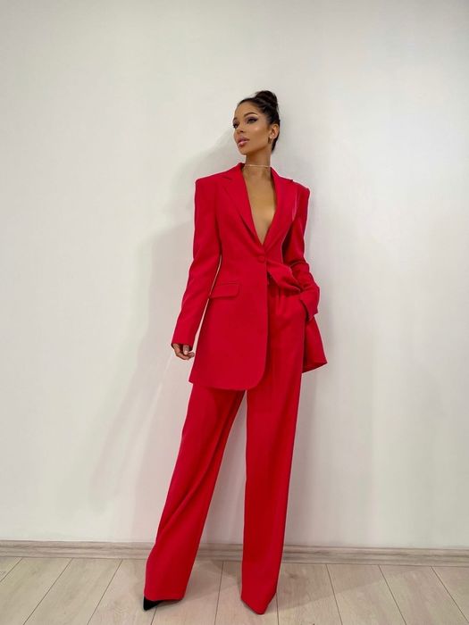 Брюки палаццо со складками (алые)