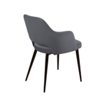 Стул William с подлокотниками, бархат серый 27/ черный конус