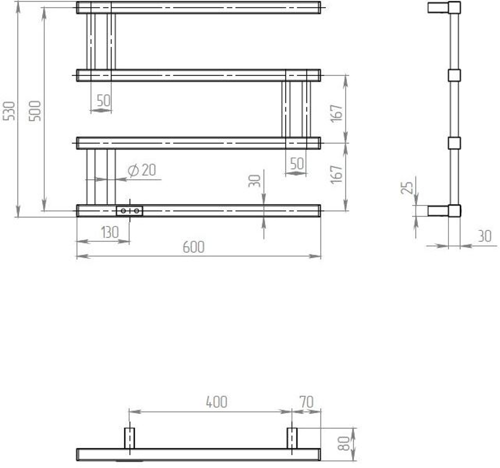 Полотенцесушитель электрический EWRIKA Пенелопа M 55x60 см, подключение слева, матовый черный, М-образный, из стали