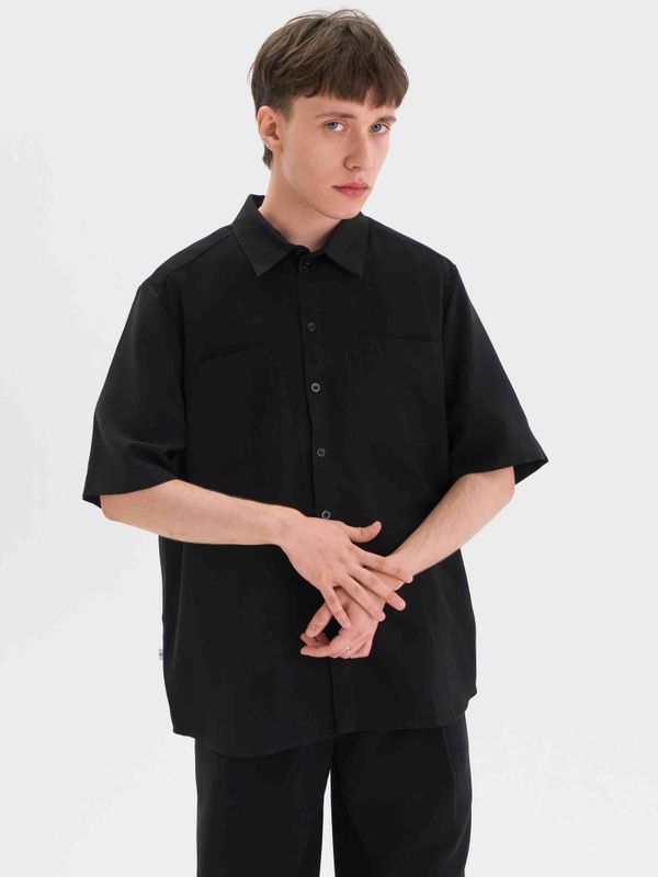 Рубашка Мужская с коротким рукавом Черная - фото 5