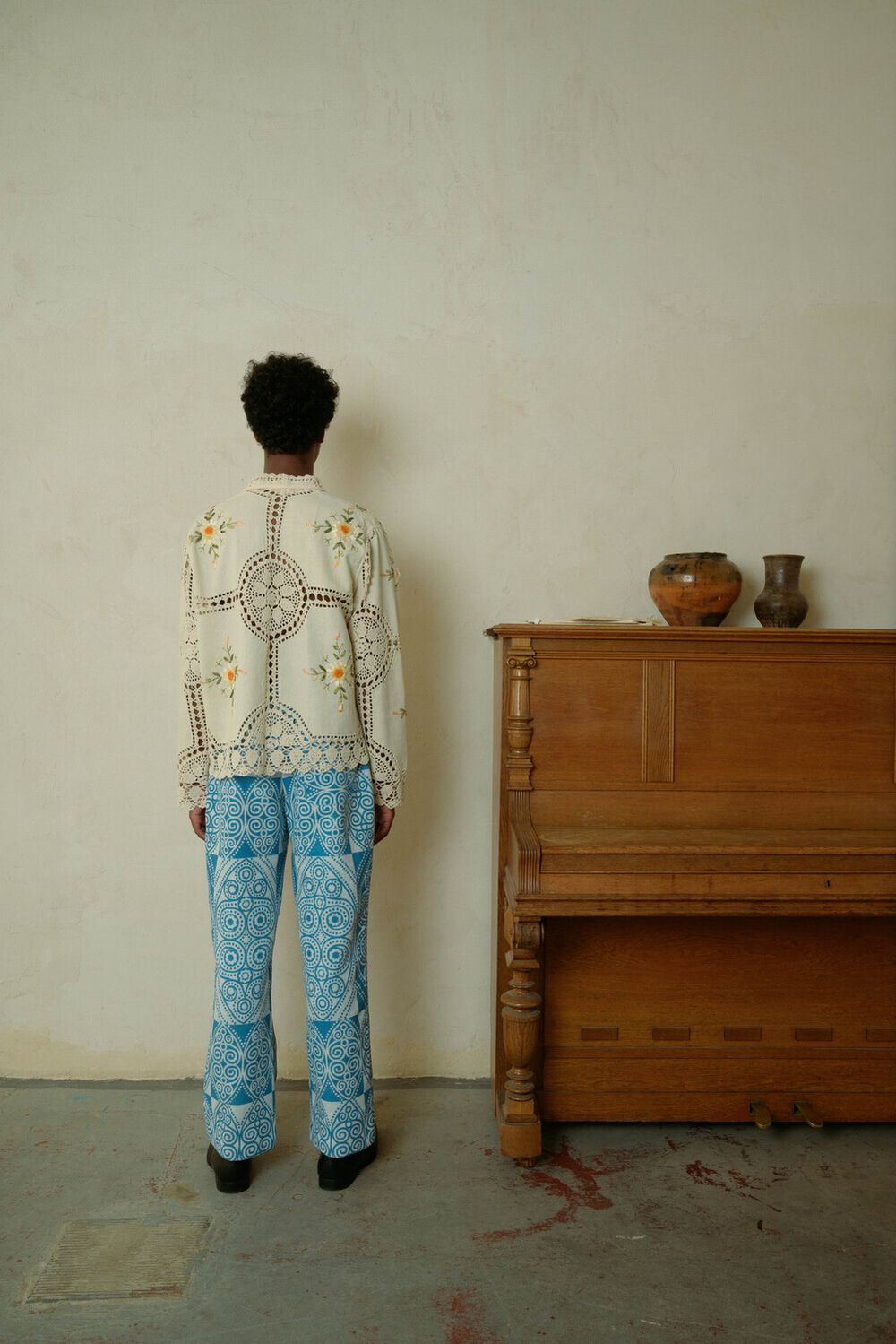 Рубашка Soeurs Вязаная с Желтыми Цветами / Yellow Flowers Crocheted Long Sleeve бежевая