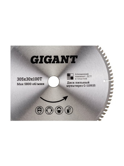 Пильный диск мультирез по алюминию, ламинату, пластику, ДСП 305x30x2,8 мм, 100 зубьев Gigant G-110935