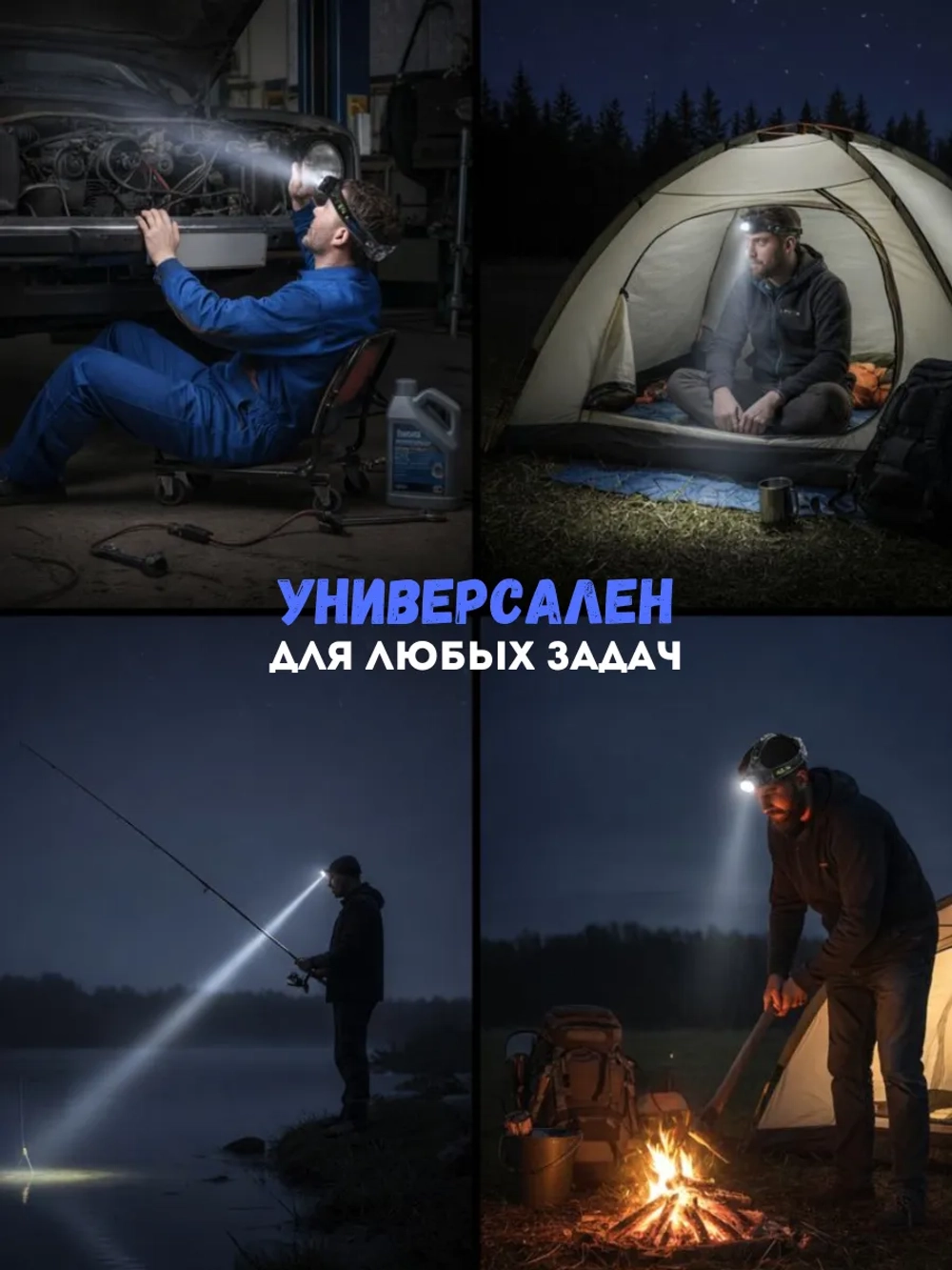 Фонарь налобный светодиодный аккумуляторный