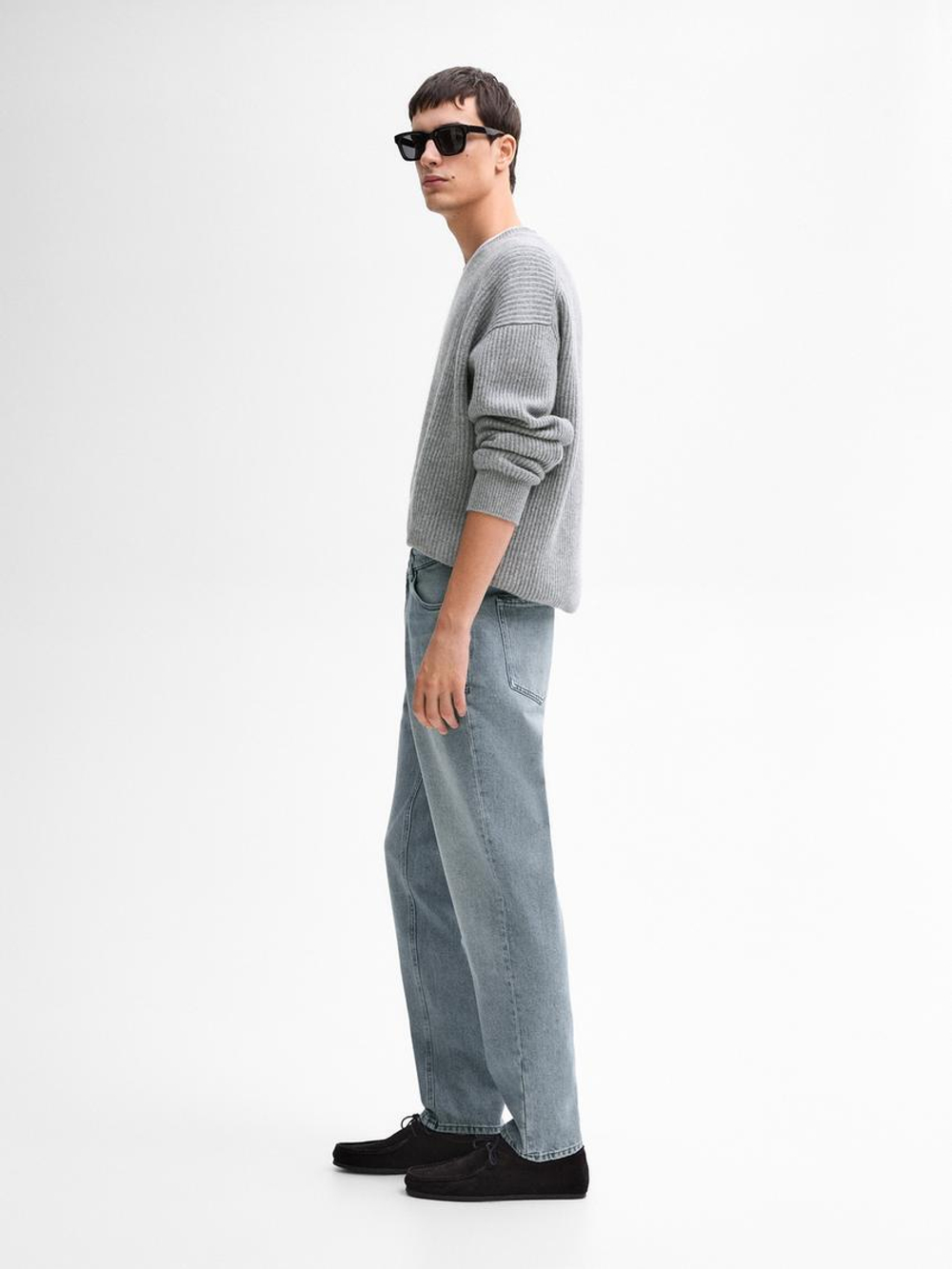 Massimo Dutti Зауженные джинсы из ткани с эффектом потертости, серый