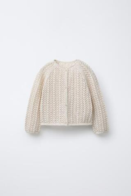 ZARA КАРДИГАН ИЗ РЕЛЬЕФНОЙ ТКАНИ, СВЕТЛО-БЕЖЕВЫЙ