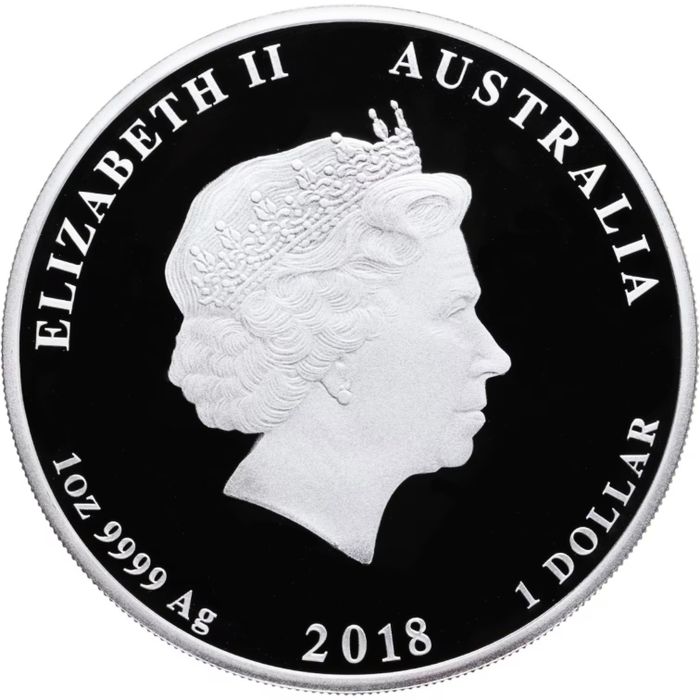 1 доллар 2018 Австралия «Китайский гороскоп - год собаки. Лунный календарь» в футляре