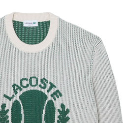 Мужская теннисная кофта Lacoste Heritage Jacquard Motif Cotton Sweater - Бежевый