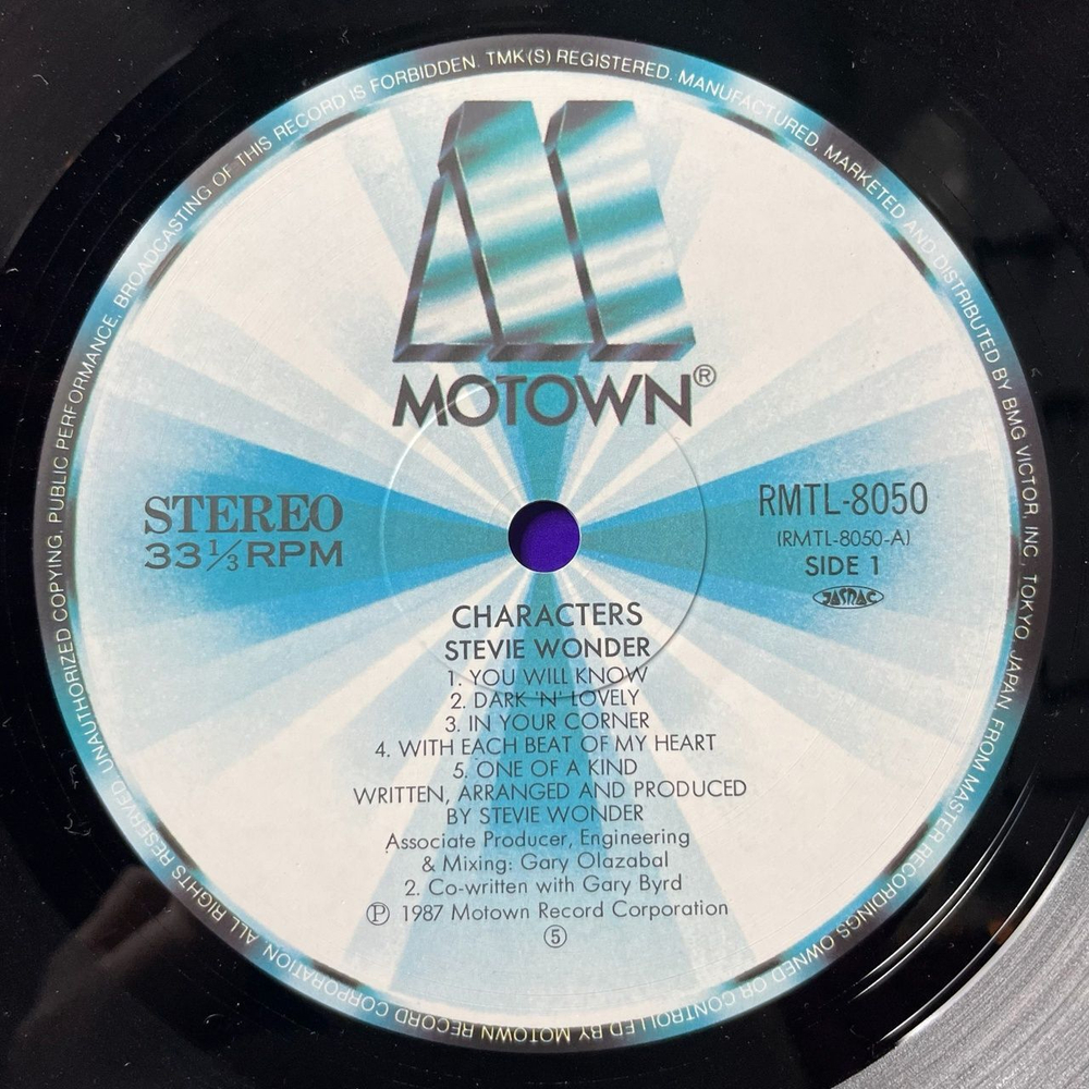 Винтажная виниловая пластинка LP Stevie Wonder Characters (Japan 1987) (Obi) Galaxy Paradise