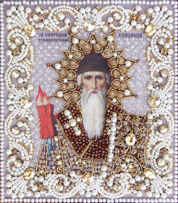 ЖС-15-ЗШ Набор для вышивания хрустальными камнями Спиридон Тримифунтский (шампань)