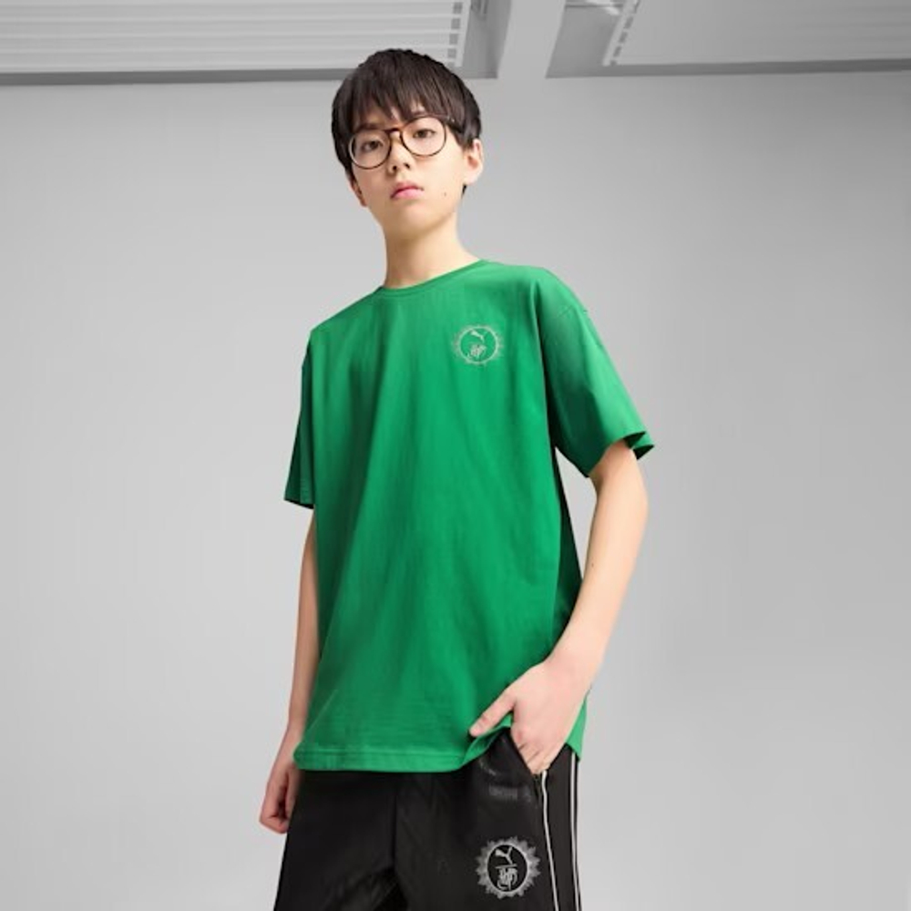 PUMA X HARRY POTTER ФУТБОЛКА СВОБОДНОГО КРОЯ, ЗЕЛЕНЫЙ