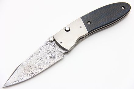 Нож Буди Вэстона Дамаск карбон синий Buddy Weston custom