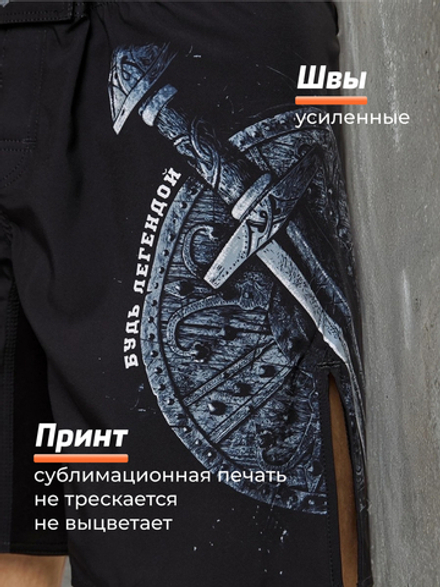 Шорты спортивные тренировочные LEGENDA Щит и Меч черный