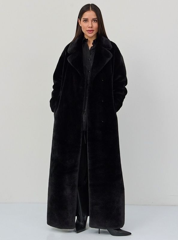 Шуба под норку с английским воротником