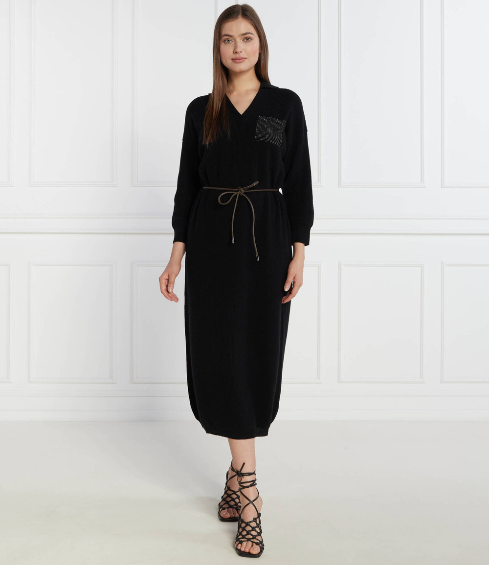 Хлопковое платье с ремешком Peserico - черный(S92218F12A 9018C)
