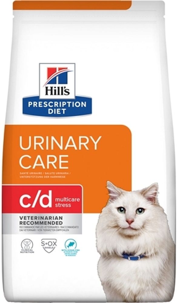 Сухой диетический корм Hill&#39;s Prescription Diet c/d Multicare Urinary Stress для кошек при профилактике цистита и мкб, с океанической рыбой 1,5 кг