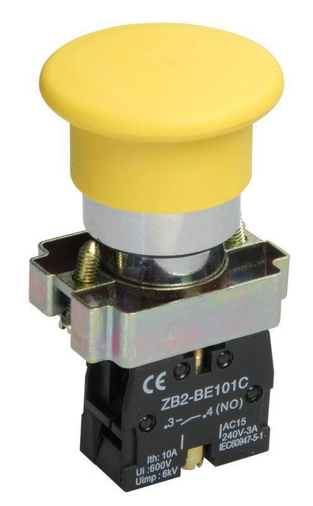 Кнопка управления &quot;Грибок&quot; LAY5-BC51 1з без подсветки желт. IEK BBG70-BC-K05