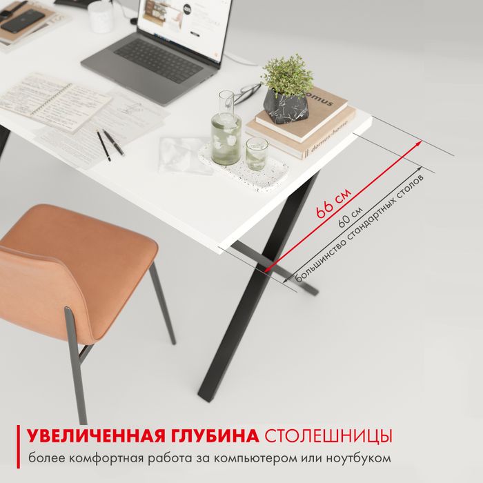 Письменный стол ДОМУС Фактор белый/металл черный