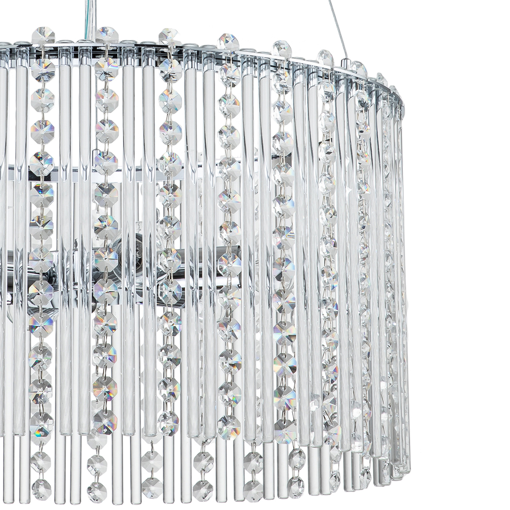 Подвесной светильник 6x60Вт E14,  металл/стекло/хрусталь, хром