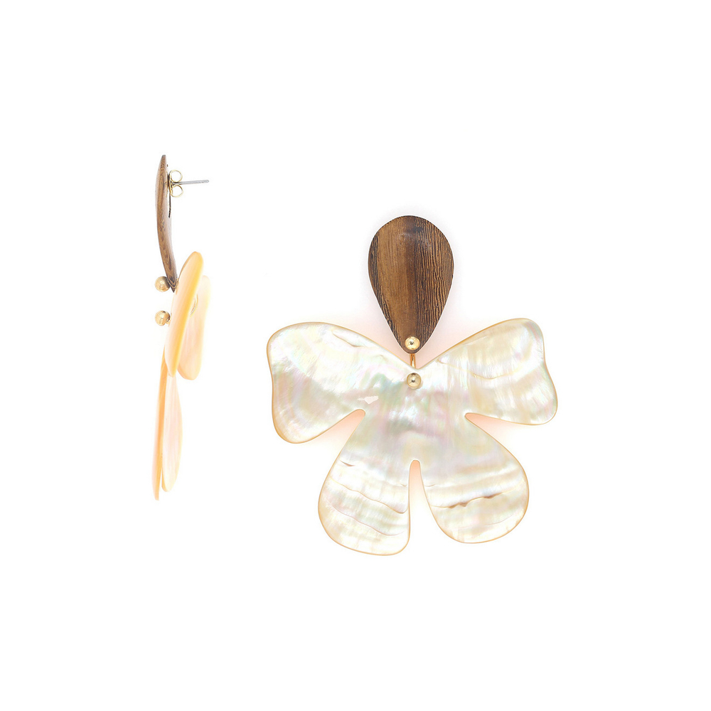 Серьги Nature Bijoux, Fioria, с деревом роблес и перламутром, NB26.1-12-90494 (коричневый)