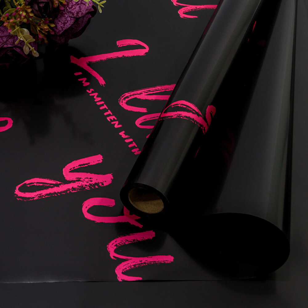 Пленка В рулоне 10 м х 58 см "I like you" (Черный)