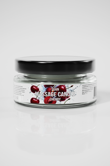 Натуральное твердое массажное масло SGAN с кокосовым воском и эфирными маслами "Спелая вишня" для нежного ухода и расслабляющего массажа, для романтических вечеров с эффектом увлажнения для тела, 50 мл.