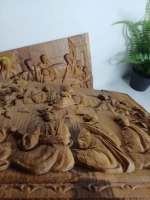 Освященная Икона «Тайная вечеря» резная из дуба 25*28,5 см