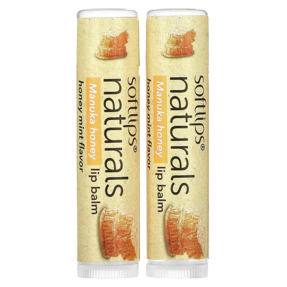 Softlips, Naturals, бальзам для губ с медом манука, мед и мята, 2 палочки по 4,2 г (0,15 унции)