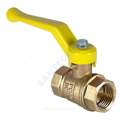 Кран шаровой латунь газ 11Б27фтМ Ду 40 Ру25 ВР рычаг желтый VALFEX VF.271.LR3.112.N/P59