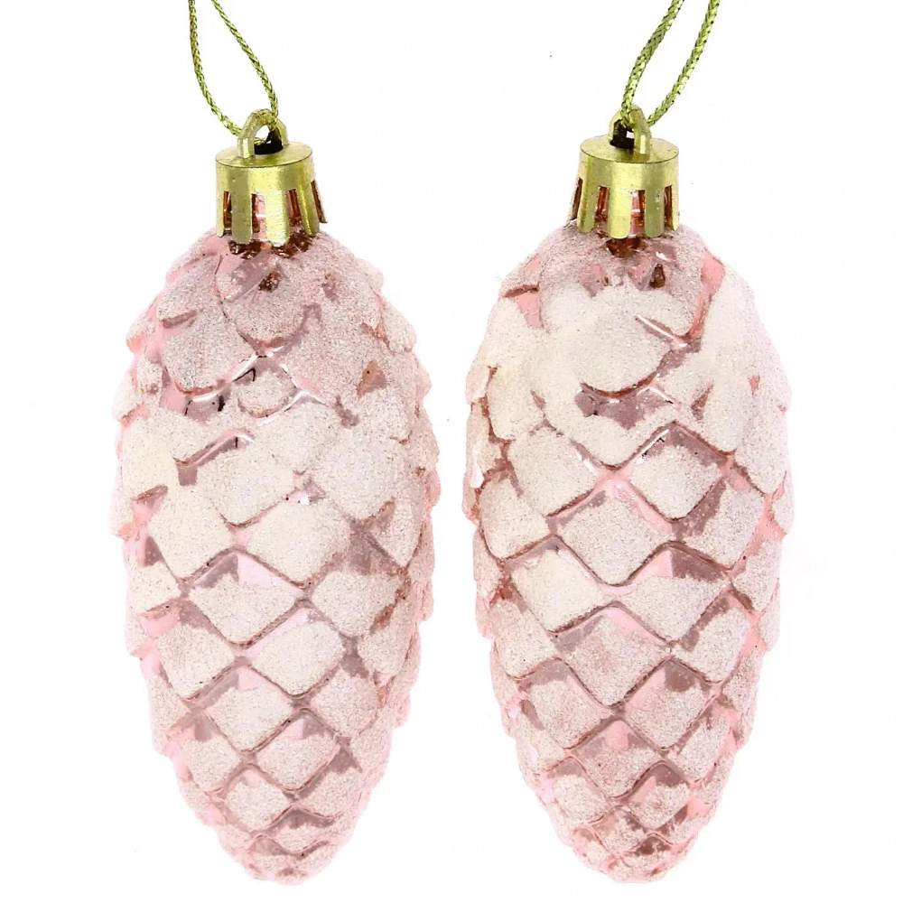 Ёлочные игрушки «Таинственное очарование» Шишки 9 см (набор 2шт), розовое золото