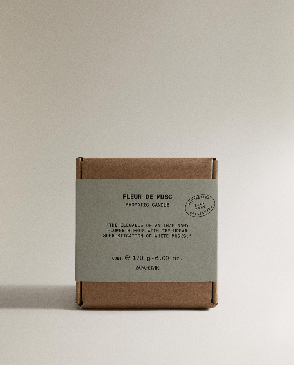 Zara Home Свеча ароматическая Fleur de Musc 170 г, растительный воск, аромат цветочный древесный, Розовый