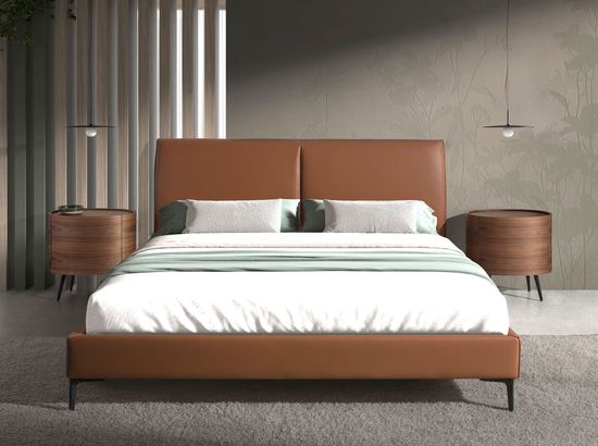 Кровать 7158/GC2015B коричневая из экокожи 180 x 200