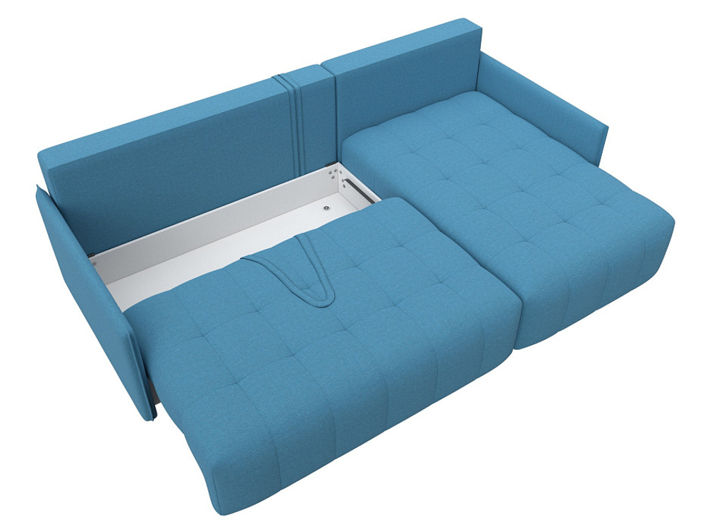 Диван угловой Лига-054 НПБ угол универсальный РОГОЖКА Амур 10 голубой
