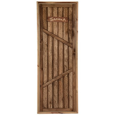 Дверь глухая состаренная "Банька"