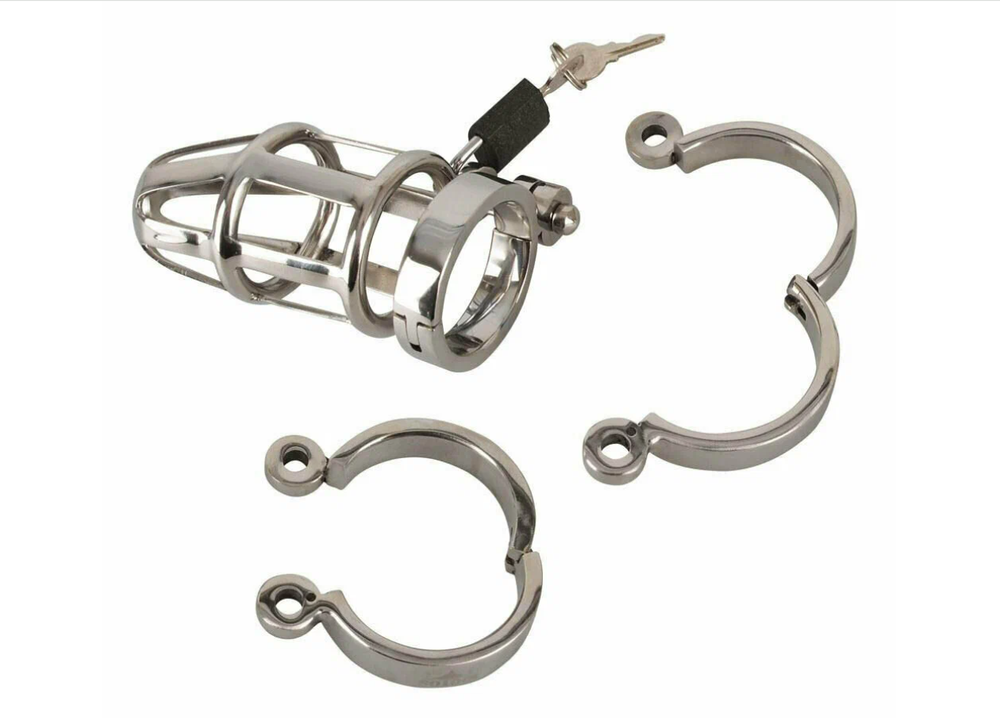 Пояс верности мужской Chastity Cage, 9.5 см, серебристый