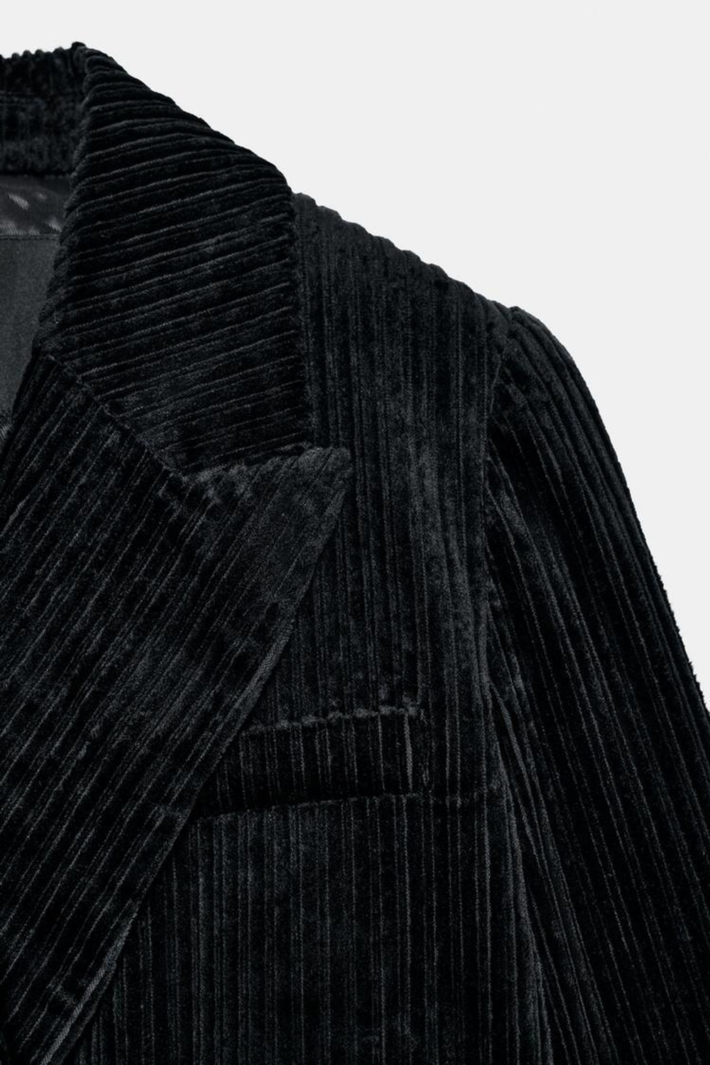 ZARA ДЛИННОЕ ПАЛЬТО ИЗ ВЕЛЬВЕТА — ZW COLLECTION LIMITED EDITION, ЧЕРНЫЙ