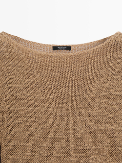 Massimo Dutti Вязаный свитер из смесового хлопка с вырезом «лодочка», жженый