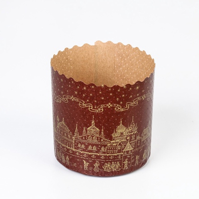 Форма для выпечки кулича бумажная Деко-про «Храм золотой», одноразовая, 9×9 см, коричневая