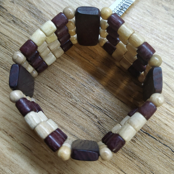 Браслет Четырехрядка, дерево, цвет вишневый, светло-кор., ширина 30 мм