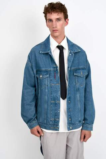 Джинсовая куртка мужская голубая Man Jeans Relaxed Jacket Dark blue