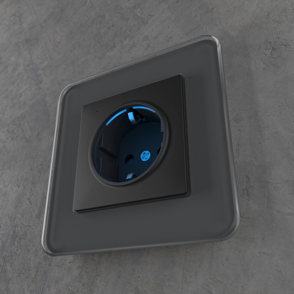 Розетка с подсветкой (черный матовый)