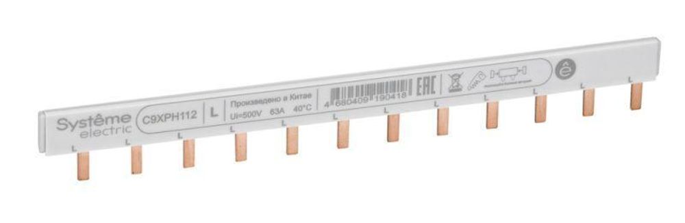 Шинка гребенчатая 1п (L1) 63А 12мод. 18мм SE C9XPH112 Шинка гребенчатая 1п (L1) 63А 12мод. 18мм SE C9XPH112
