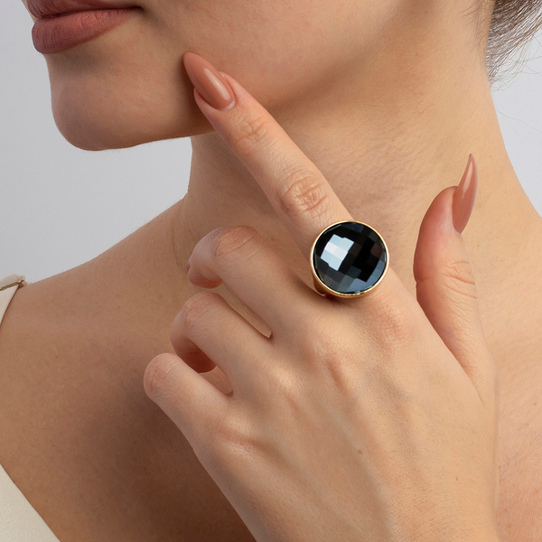 Кольцо Possebon pearl black agate 18.5 мм K1155.4/18.5 BW/G