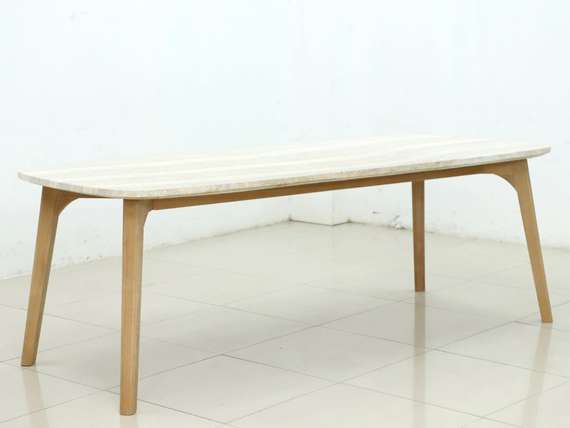 Стол Mali 225х100 см, массив эвкалипта, травертин