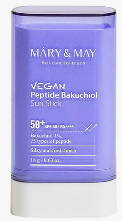 Mary&May Vegan Peptide Bakuchiol Sun Stick солнцезащитный стик SPF50+ PA++++ 18г