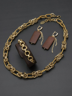 HMG 1350 Wood Rect Brown Серьги арт.0890