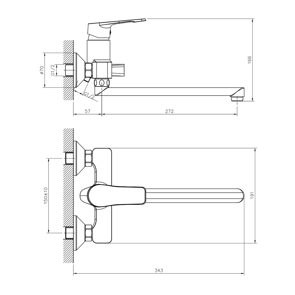 Смеситель DECOROOM DR23043 одноручный для ванны универсальный с поворотным изливом 300 мм