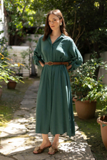 Платье -рубашка с боковыми кармана в комплекте с поясом